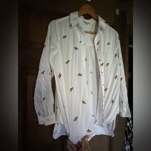 Jane and Delancey White Shirt with Rainbow Accents